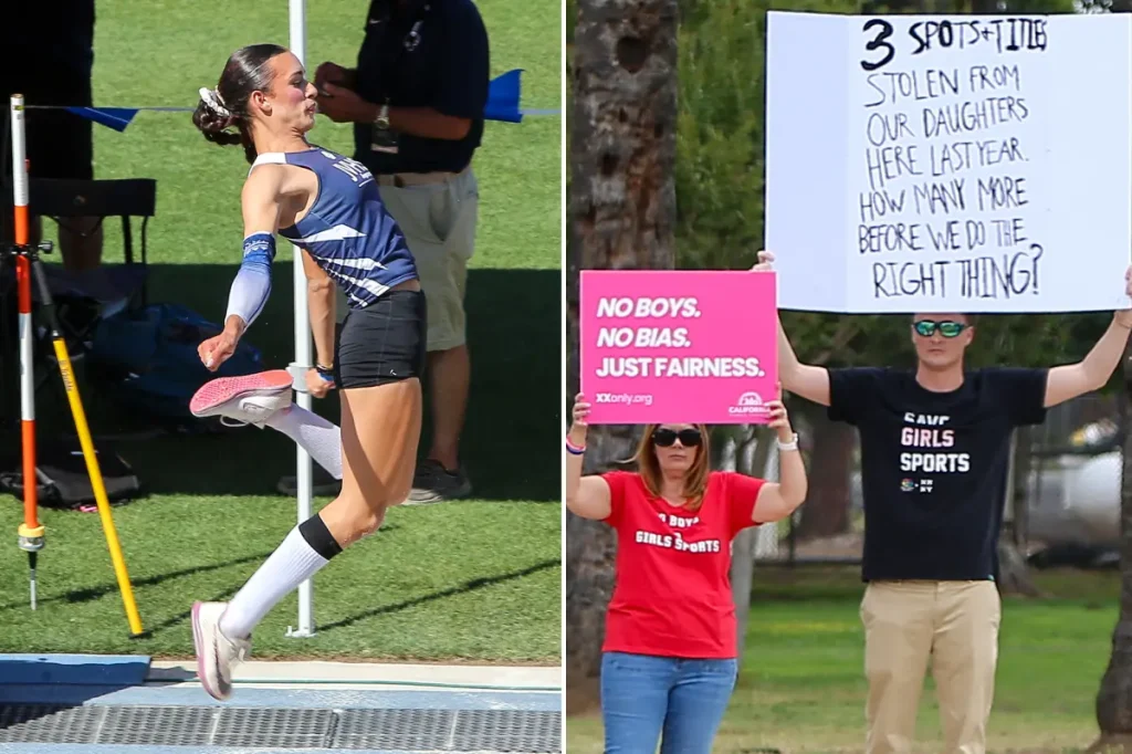 Trans track athlete AB Hernandez competes in state championships amid growing protests outside the stadium