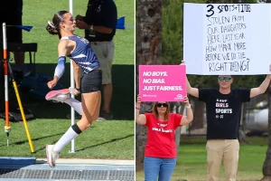 Trans track athlete AB Hernandez competes in state championships amid growing protests outside the stadium