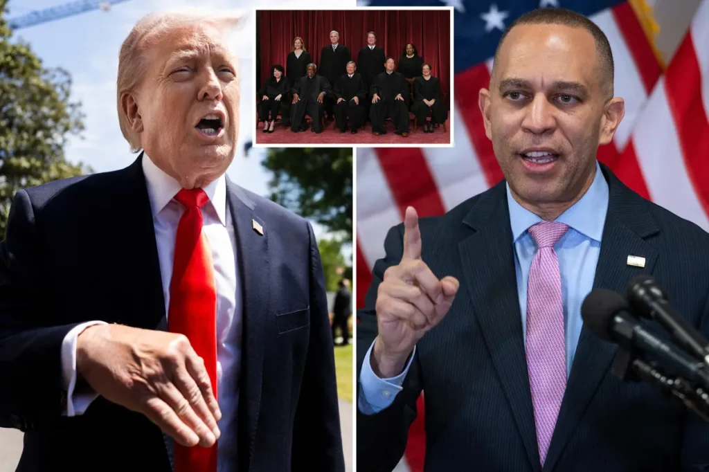 Trump calls for Hakeem Jeffries' impeachment after the leading House Democrat criticizes the Supreme Court.