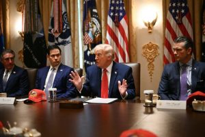 Trump conducts Cabinet meeting at the White House to emphasize achievements in the fraud investigation.