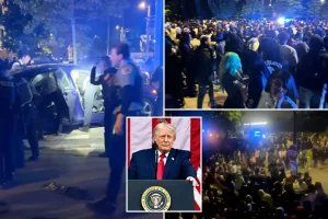 Trump criticizes poor Democratic leadership in Chicago after a driver reportedly crashes into five police officers during a 'teen takeover' event.
