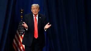 Trump makes light of faulty microphone during his casual speech at The Villages