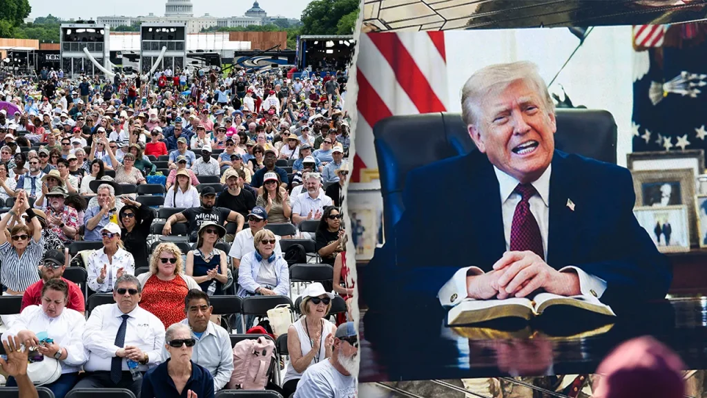 Trump shares biblical message at large America 250 faith gathering