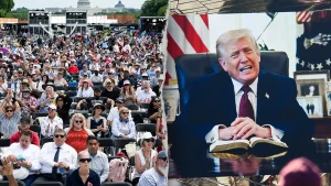 Trump shares biblical message at large America 250 faith gathering