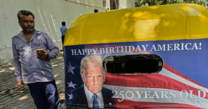 Trump's Image Featured on Rickshaws in India for 'Happy Birthday America' Campaign