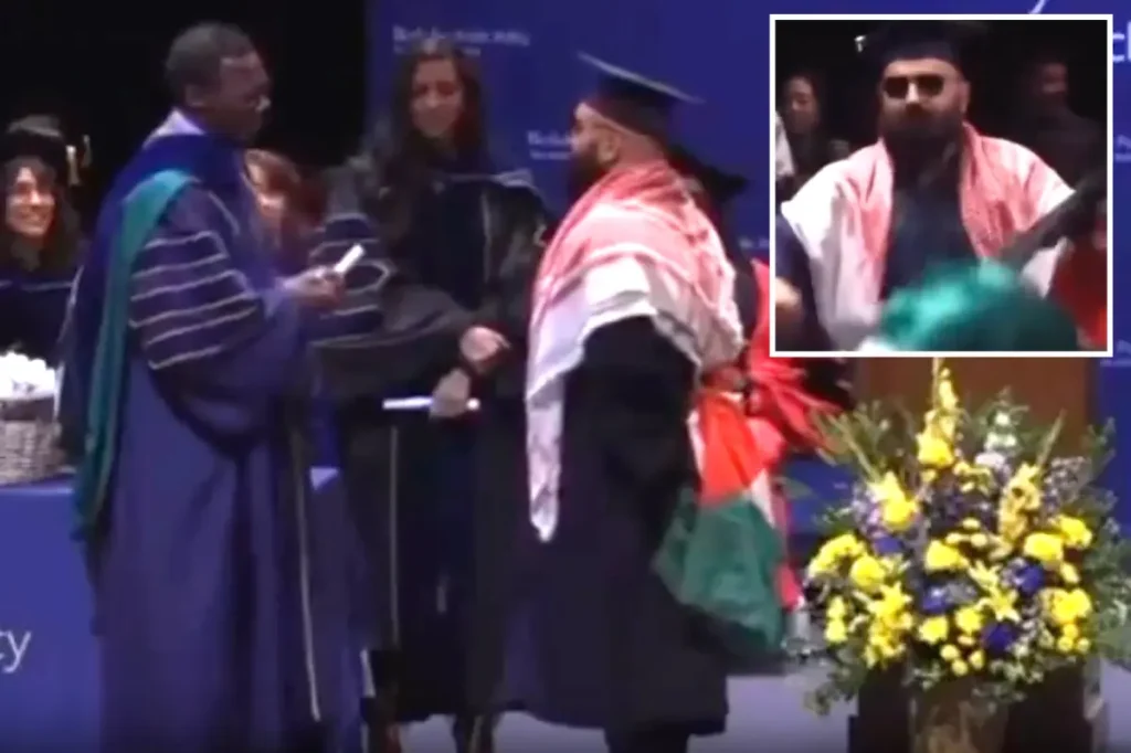 UC Berkeley graduate refused diploma on stage because of Palestinian flag