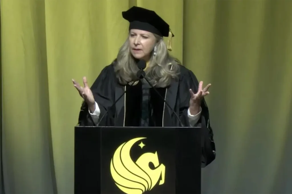 UCF commencement speaker Gloria Caulfield faced boos for her comments supporting AI.