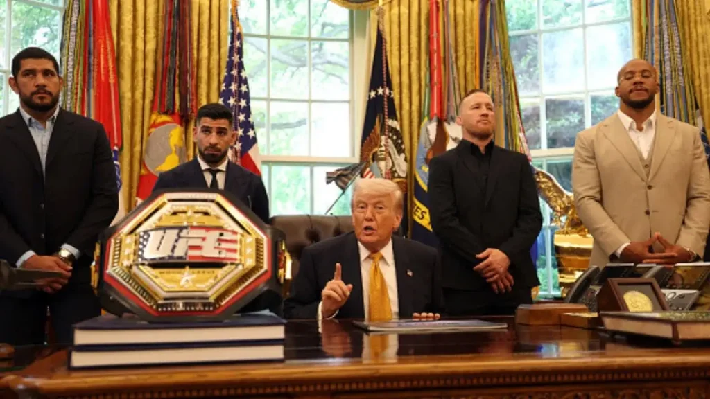 UFC athletes meet with President Trump to express gratitude for changing the sport through a groundbreaking fight at the White House