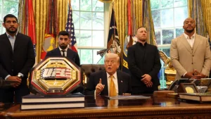 UFC athletes meet with President Trump to express gratitude for changing the sport through a groundbreaking fight at the White House