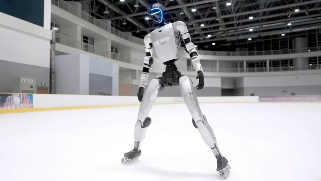 Unitree Robotics G1 robot glides on ice and rollerblades effortlessly