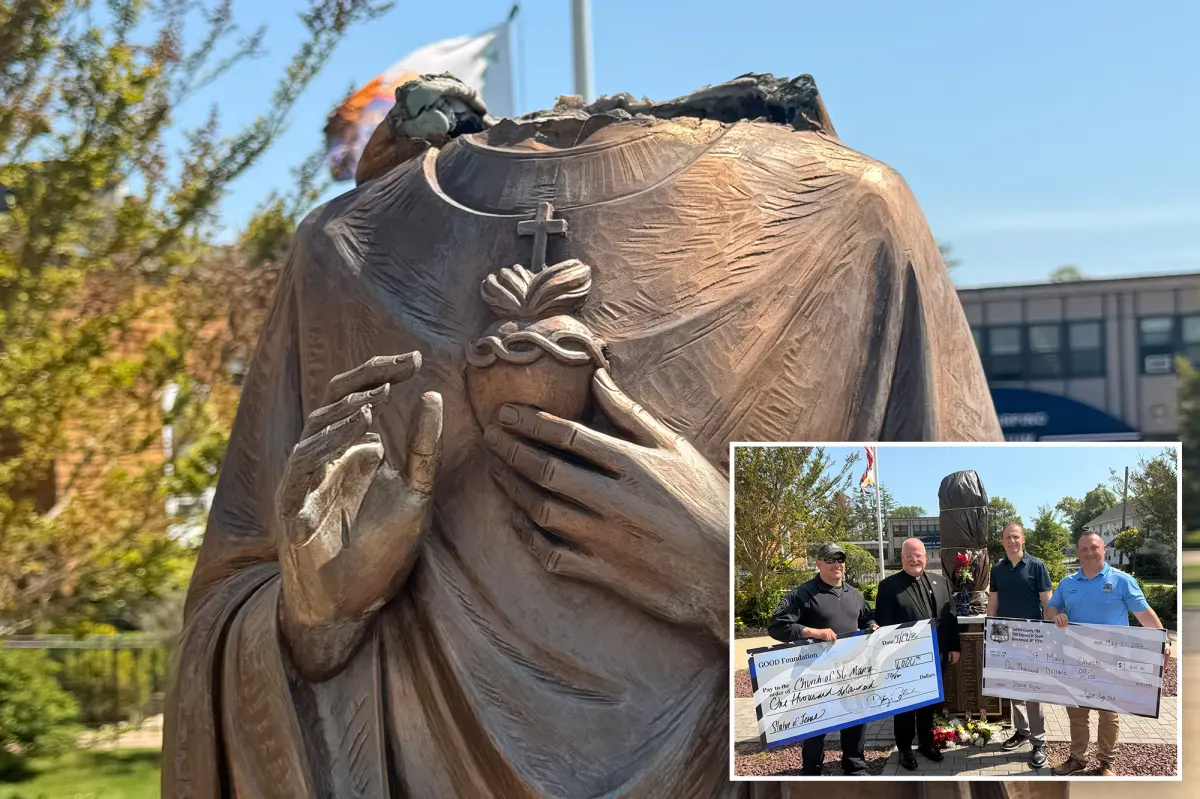 Vandal cuts off the head of Jesus Christ statue at Long Island church, but police intervene to fix it
