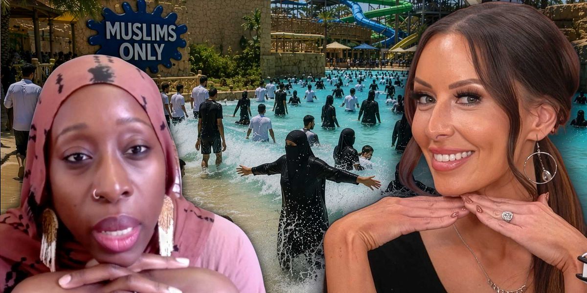 "What distinguishes this from a 'whites only' policy?" Sara Gonzales challenges the organizer of a Muslim-only water park event