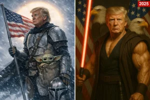 White House celebrates 'Star Wars Day' featuring Trump as a Mandalorian meme