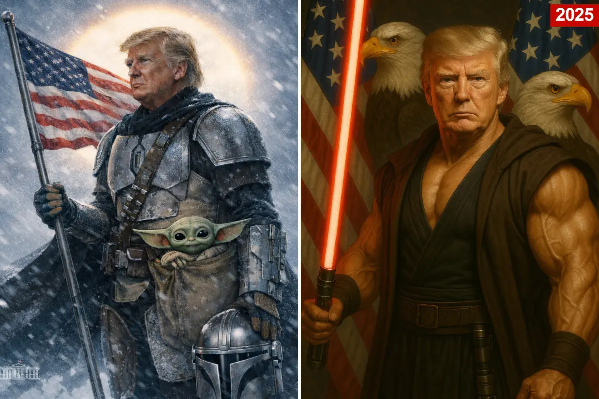 White House celebrates 'Star Wars Day' featuring Trump as a Mandalorian meme