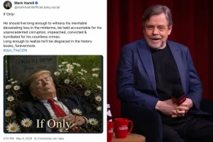 White House responds strongly after Mark Hamill shares photo of Trump in a grave