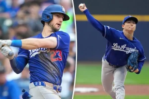 Yoshinobu Yamamoto and his Dodgers teammates defeat the Brewers to take the series.