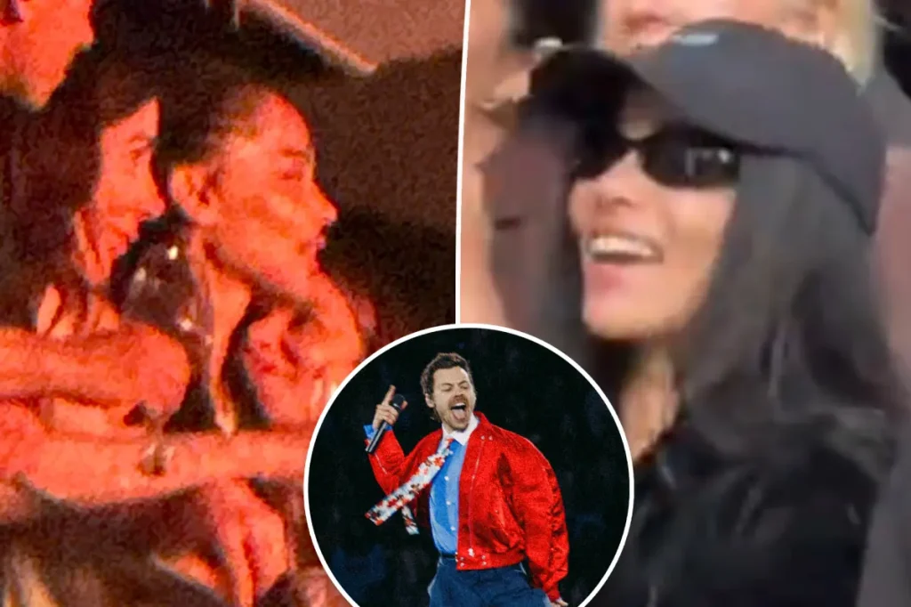 Zoë Kravitz shows off her engagement ring while dancing at her fiancé Harry Styles' concert in Amsterdam.