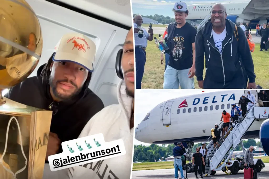 Air traffic controllers celebrate Knicks' Finals victory while champions take a scenic flight home: ‘Plane’s rocking’