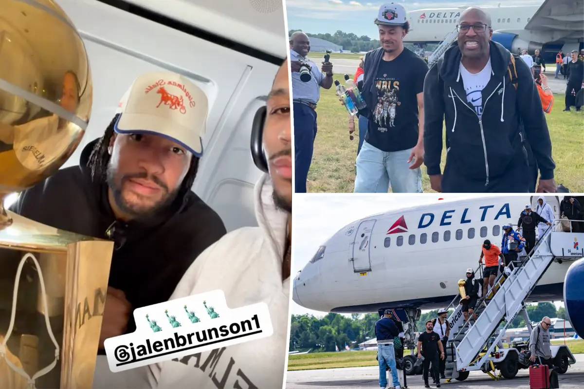 Air traffic controllers celebrate Knicks' Finals victory while champions take a scenic flight home: ‘Plane’s rocking’