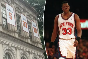Anger over Patrick Ewing's retired No. 33 being displayed for the Knicks at City Hall