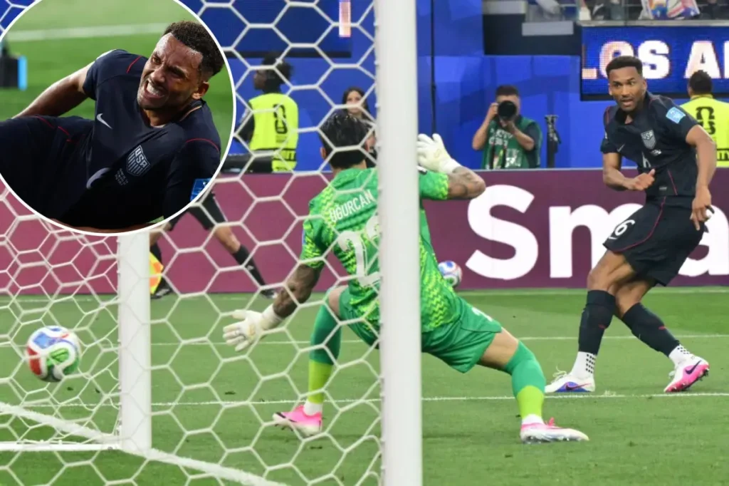 Auston Trusty of the USMNT nets his first goal for the national team