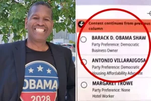 Barack D. Obama Shaw, a candidate for governor in California, is running for president.