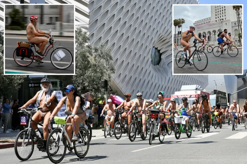 Bare bikers hit the streets of LA for the World Naked Bike Ride