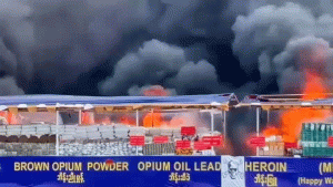 Burma destroys $600 million in seized heroin, meth, and other drugs.