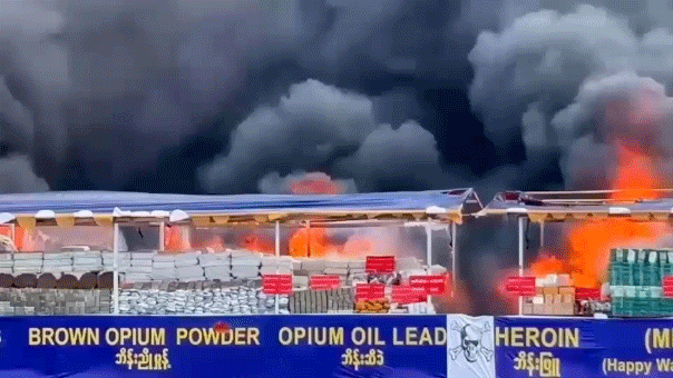 Burma destroys $600 million in seized heroin, meth, and other drugs.