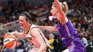 Caitlin Clark pushed in the neck during Fever game while another clear foul on the star goes unnoticed.