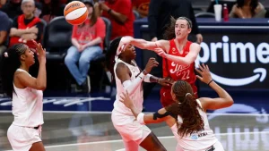 Caitlin Clark scores 26 points in her new Nike signature shoes, but the game concludes with 17 expensive turnovers.