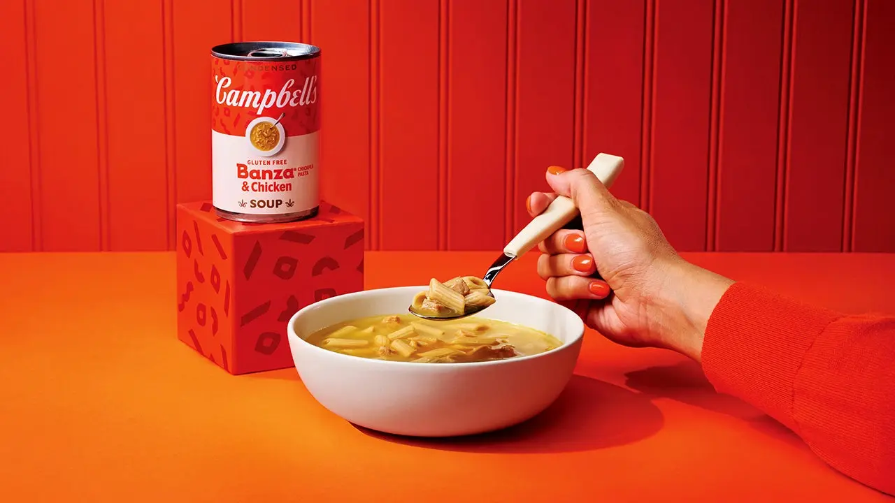 Campbell's introduces its first gluten-free chicken noodle soup featuring Banza pasta.