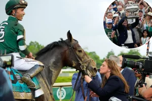 Cherie DeVaux, trainer of Golden Tempo, achieves another historic win at the Belmont Stakes.