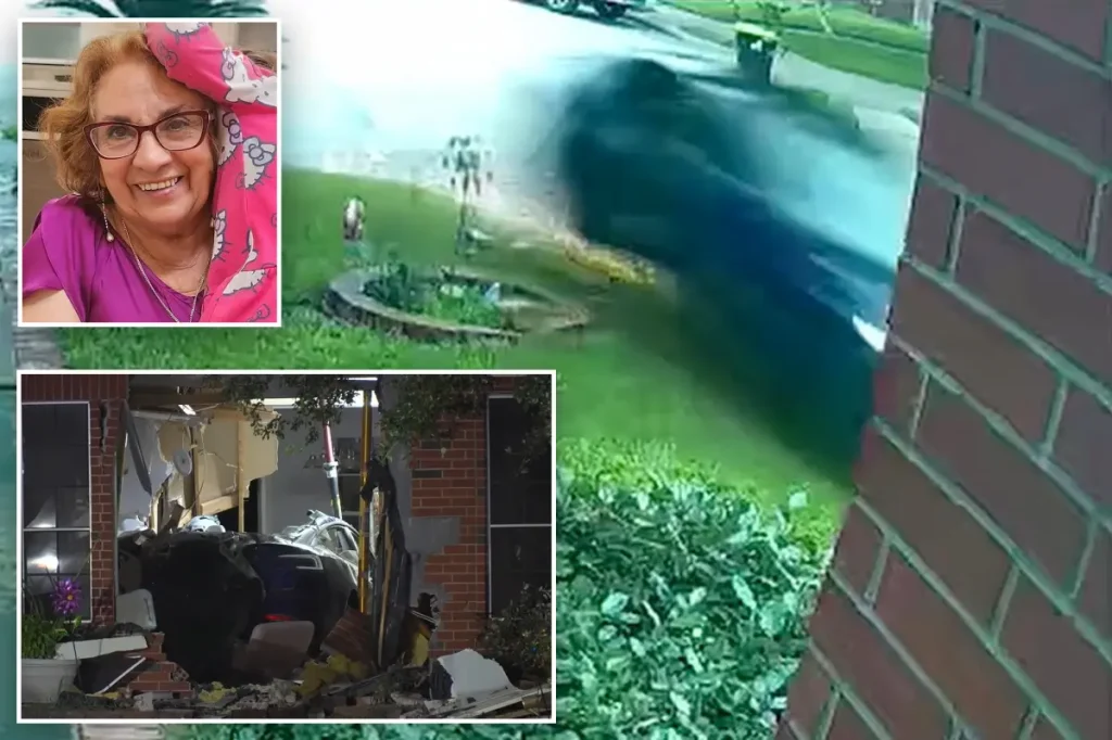 Concerning footage captures Tesla crashing into a Texas house, resulting in the death of a 76-year-old grandmother amid ongoing Autopilot debate.