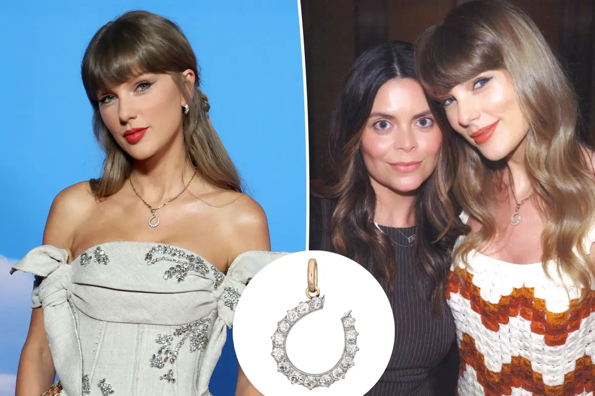 Details on Taylor Swift's horseshoe necklace frequently seen during her 'Toy Story 5' period