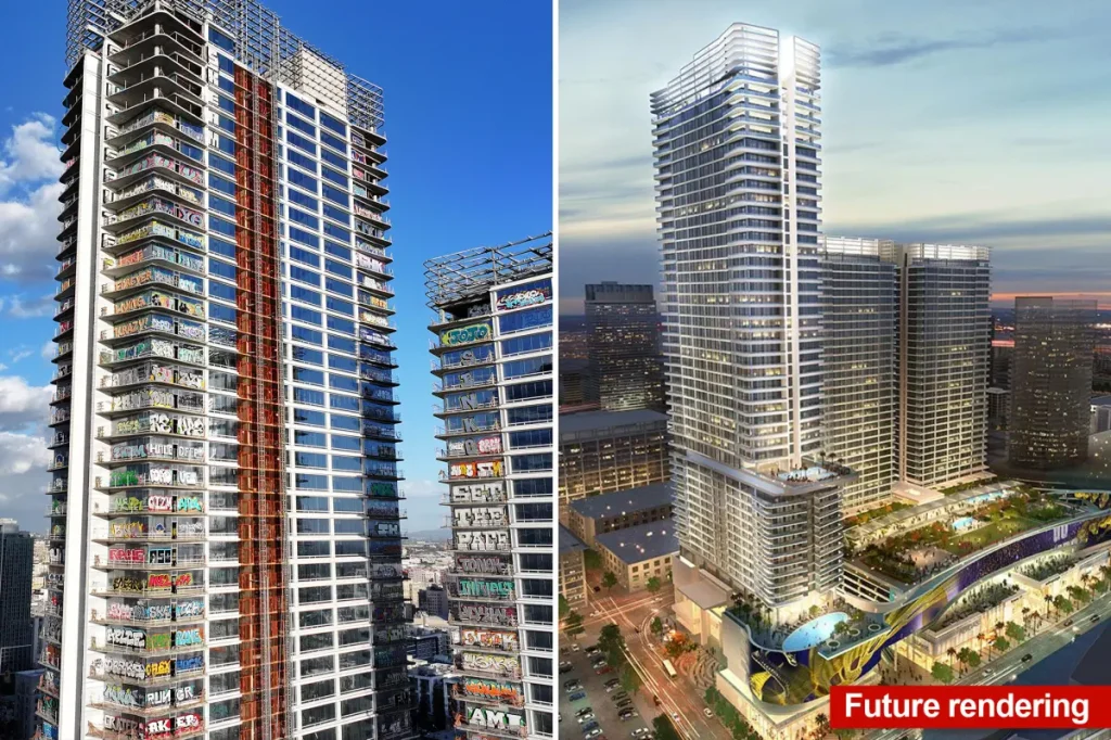 Developer of LA Graffiti Tower has a secret plan to make huge profits before addressing the unsightly structure, according to sources.