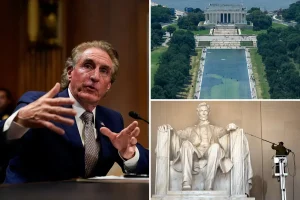 Doug Burgum discusses overlooked dangers to Trump by the Reflecting Pool