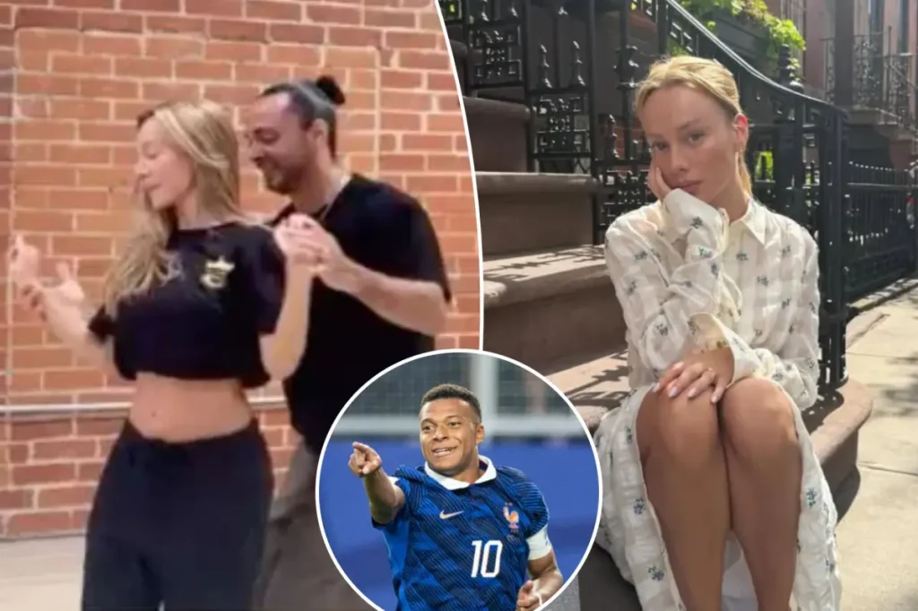 Ester Exposito, Kylian Mbappe's girlfriend, dances ahead of the France-Norway World Cup match.