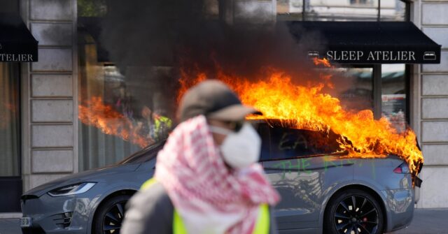 Extreme Leftists Set Fire to Tesla, Confront Police at G7 Meeting in Geneva
