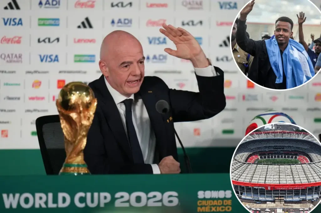 FIFA president Gianni Infantino urges people to relax about the Somali referee who was denied entry to the US while standing firm on World Cup ticket prices.