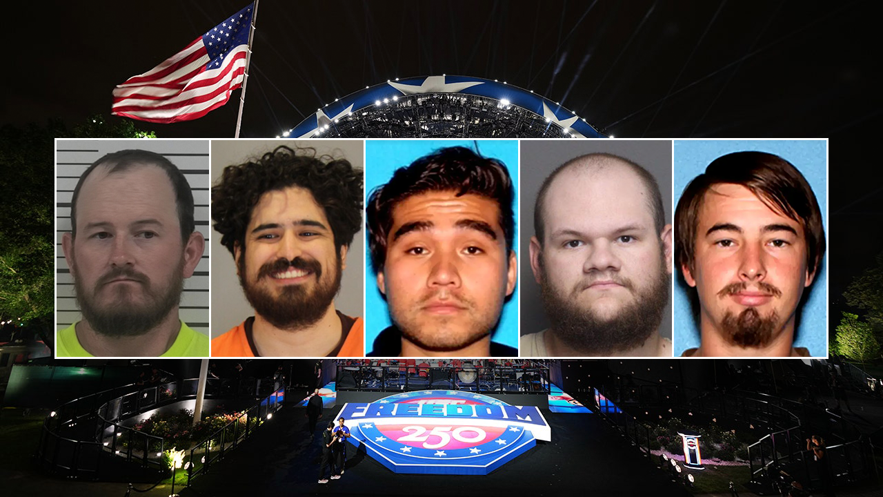 Five mugshots released of men charged in White House conspiracy, one showing a smiling suspect