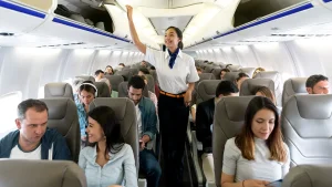 Flight attendants ask passengers to refrain from touching them for attention.