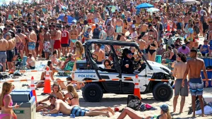Florida police prevent a teenage takeover at St. Augustine Beach.