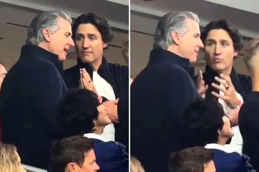 Gavin Newsom and Justin Trudeau seen engaging in a lively discussion during the World Cup