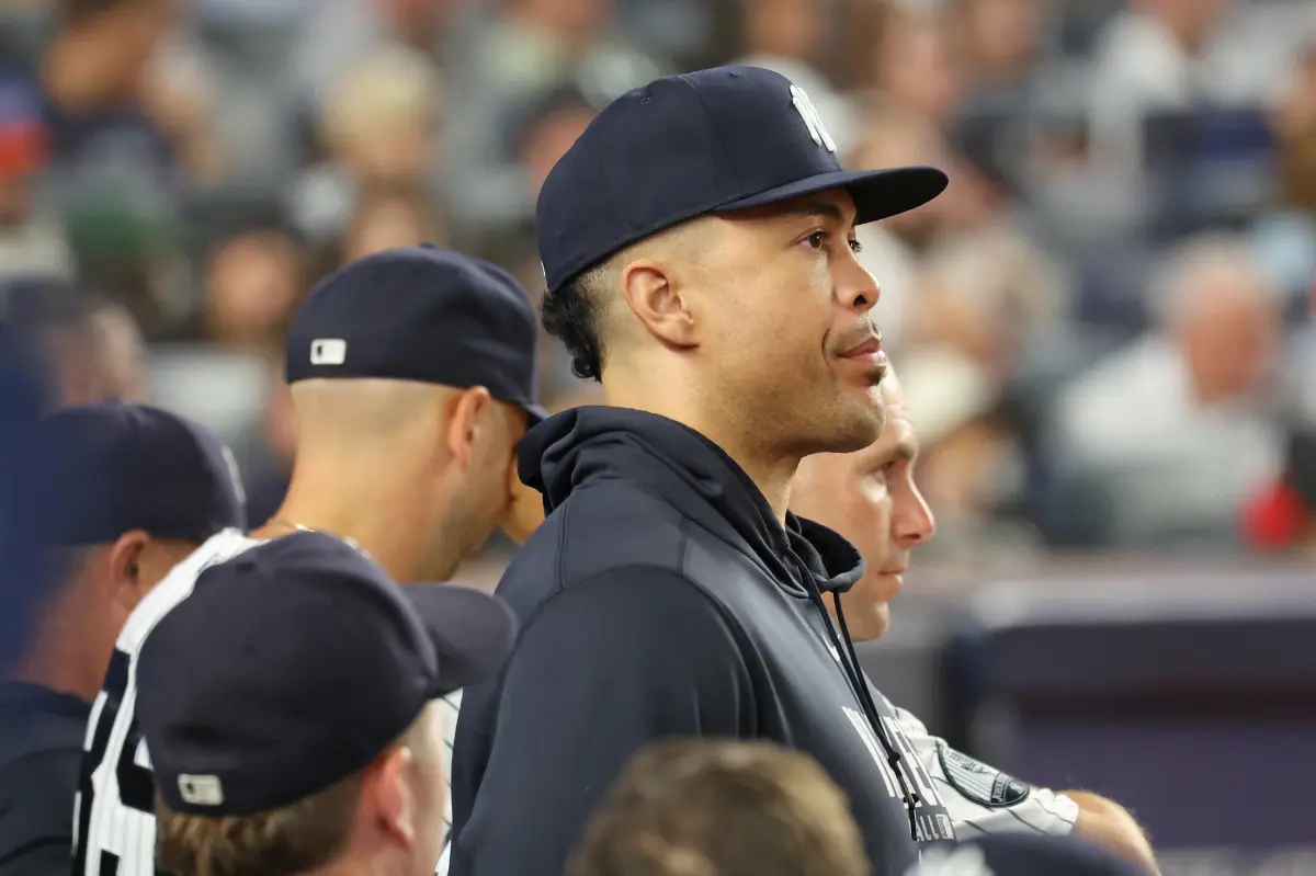 Giancarlo Stanton of the Yankees participates in live batting practice once more