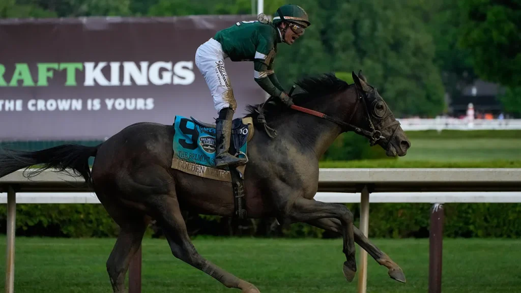 Golden Tempo, the 2026 Kentucky Derby winner, takes the 158th Belmont Stakes.