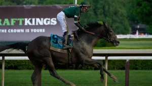 Golden Tempo, the 2026 Kentucky Derby winner, takes the 158th Belmont Stakes.