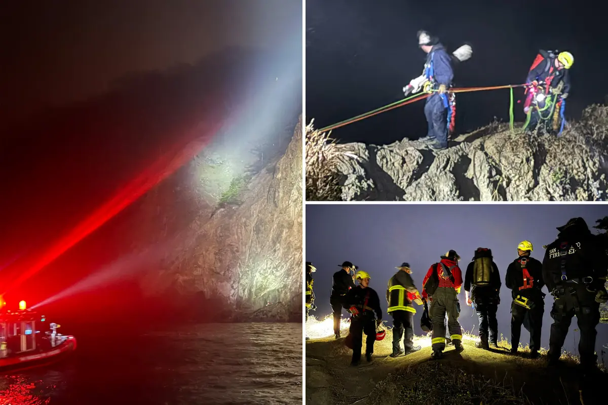 Hiker saved from a cliff near San Francisco following a 7-hour effort in thick fog