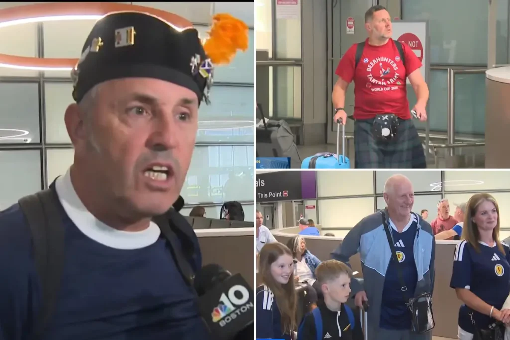 Intoxicated Scots reach Boston to celebrate before the Haiti-Scotland World Cup game.