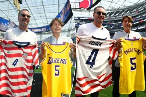 JJ Redick and Mauricio Pochettino exchange jerseys ahead of World Cup match